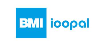Logo von BMI Icopal in blau mit den Worten "BMI" und "icopal" in einem klaren, modernen Schriftstil.